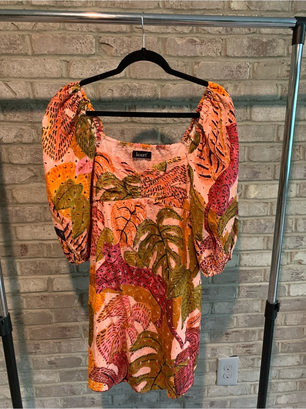 Kourt Puff Sleeve Mini Dress in Pink Multi